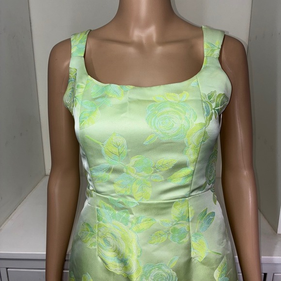 Lulus Lime Green Floral Jacquard Square Neck Mini Dress XS - Picture 5 of 8